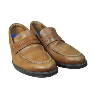 Clarks Shoes Whiddon Step Leather‎ Loafer Men's 9.5 Tan UK 8.5 Nice Slip On EUC